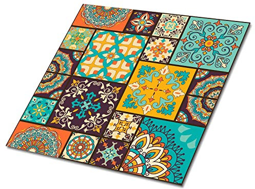 Decormat Selbstklebende Vinylfliesen Satz von 9 Fliesen - 30x30 cm Mehrfarben Fliesenaufkleber Bodenbeläge PVC Dekoartikel Aufkleber Wandfliesen für die Küche - Patchwork