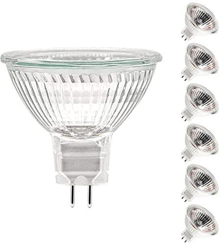 ETUOLMP MR16 Halogen Bulbs 12V 35W, Durable 6 Packs High Output Halogen Light Bulbs 2 pin GU5.3 Base for Landscape Lights, Track Lights, Ceiling Lights, Desk Lamps, Dimmable, 2700K Warm White