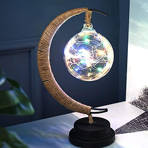 Lámpara Lunar encantada luz nocturna LED lámpara de luna colgante luz nocturna de luna mágica lámpara de galaxia con luz de luna y estrella para Halloween Navidad Decoración de fiesta en casa,Bunt