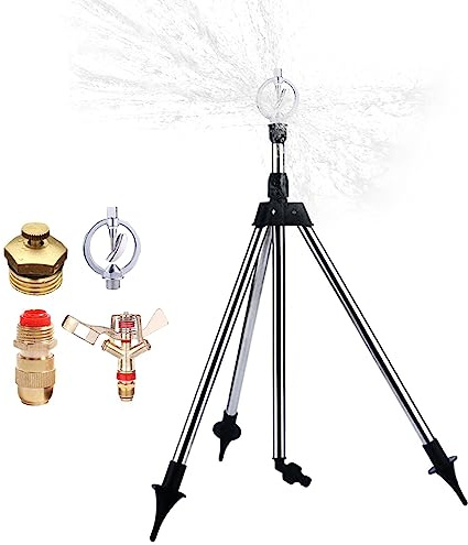 Trädgårdsstativ sprinkler - 360° roterande stativ vattensprinkler - Teleskopisk vattenspridare för bevattning av stora trädgårdsarbeten Qihuyi