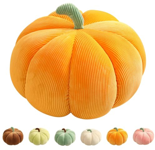 Cuscino 3D a forma di zucca, decorazione per Halloween, grande autunno, decorazione per la cameretta dei bambini, il divano (giallo, 35 cm)