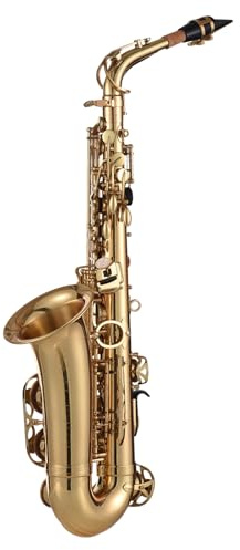 summina Saxophone E Flat, 875 Key Type, Brass, Gold, High Grade Leather Pads, Engraved Pattern, With Case, Cleaning Brush, Cloth, Gloves, Strap (Upgraded 875 KEY)