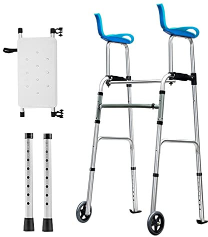 Déambulateur Pliable Léger avec 2 Roues pour Adultes, Rollator Médical pour Personnes Âgées, Déambulateur Étroit, Cadre De Marche pour Intérieur, Bâton De Marche (Walker with Seat)