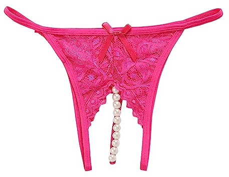Culotte Femme Couleur Unie Sexy Dentelle String String Transparent Perles Massage Séduisant Design Haute Qualité Sous-vêtements Sexy Grandes Tailles, Rose, L