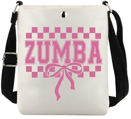 JTOUK Zumba Sac à bandoulière Zumba Dance Teacher Cadeau Gym Entraînement Gym Sports Cross Training Merch, Bow Zumba Cb Eu, 8.27 Inches ×6.5 Inches × 0.79 Inches