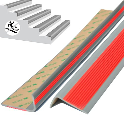 Profilo per bordi delle scale in PVC, 5 m, Profilo angolare in PVC autoadesivo, Strisce antiscivolo per gradini, per esterni e interni