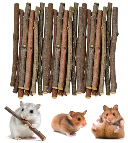 Bastoncini di Legno di Mela Naturale, 100g bastoncini melo giocattolo Bastoncini da Masticare per Cincillà Criceto Porcellino d'India