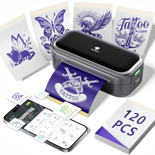 Phomemo TP31 Thermocopieur Tatouage, Imprimante Tatouage avec 120 Feuilles | Imprimante Stencil Tatouage, Imprimante thermique Tattoo pour Artistes Débutant, Compatible avec iOS, Android, PC