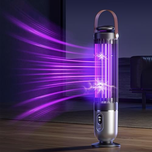 FanFuGuo® Insektenvernichter Elektrisch Wiederaufladbar,Fliegenfalle Mückenfalle Elektrisch,UV-Licht & Nachtlicht 2-in-1 mit Dämmerungssensor,Insektenfänger fliegenfänger Mückenlampe (Silver)