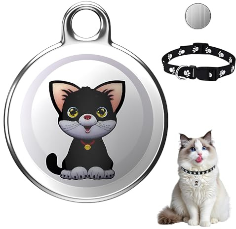 HOVCEH Mini traceur GPS pour chat, chien, chat sans ABO, petit GPS avec collier, tracker d'animal pour chats, chiens, boucle clé, suivi de localisation en temps réel, étanche IP65