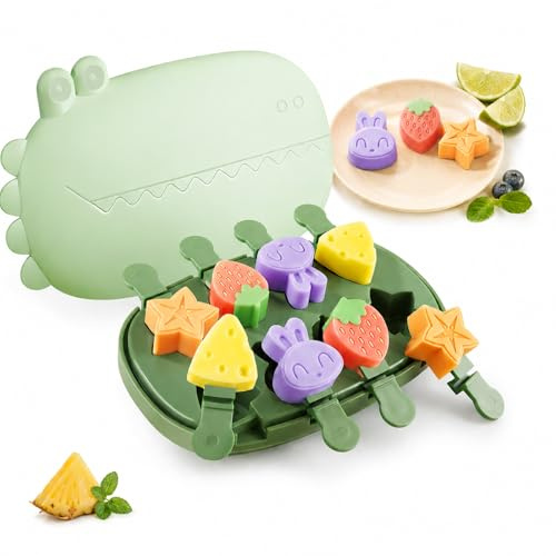 TLDBATICE Moldes de silicona para helados de 8 celdas, moldes para helados con mango y tapa, moldes de silicona sin BPA, moldes de helado para hacer tú mismo