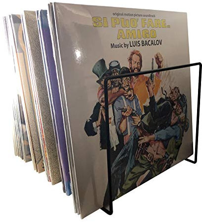 7even Schallplatten Ständer Metall Schwarz – LP & 12 Vinyl Aufbewahrung Regal für ca. 50 Platten 32x25x18cm