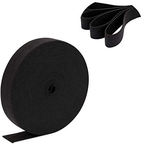 FLZONE 25MM 10Metres Schwarzes Gummiband Flache Gummibänder Elastische Schnur zum Nähen von Taillenbändern und Kunsthandwerk