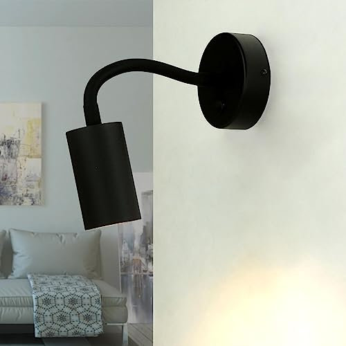Licht-Erlebnisse Wandlampe mit Schalter, Schwarz, Flexarm, Wandleuchte GU10, Schwanenhals Lampe Bett, schwenkbar, Leselampe Wand, Leselicht, Strahler, Wandlampe Innen, Spot
