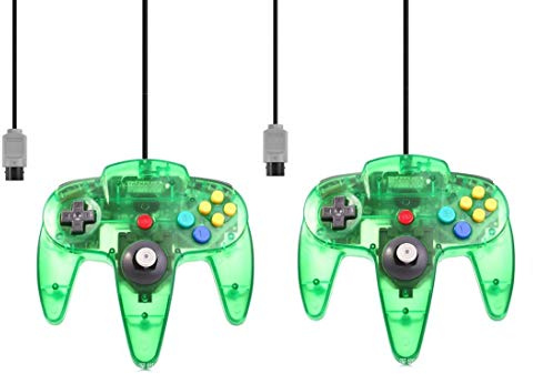 2 Controller Für Nintendo 64 N64 Grün Transparent Kabelgebunden Gamepad Joypad