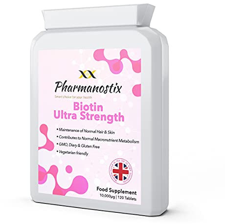 Biotin Hair Growth Supplement 10,000mcg 120 Vegan Tablets, Exclusively 100% D-Biotin The only Natural Form with Full Vitamin B7 Activity to Support Healthy Hair, Nails and Skin for Women & Men