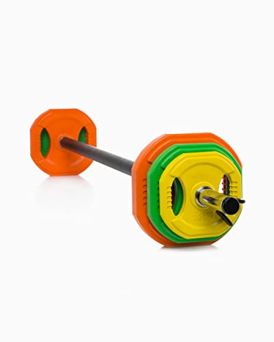 BOOMFIT Kit Set Pump Pro 20 kg con Barra de Pesas y Discos | Set de pesas completo para gimnasio en casa | Discos de Goma con Agarre y Cierres de Seguridad | Entrenamiento Funcional y Musculación