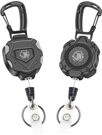 2-Pack Retractable Keychain,Heavy Duty Retractable ID Badge Clip Reels with Zinc Alloy Carabiner,31.5” Steel Cord, 9 oz Rebound (Style 1)
