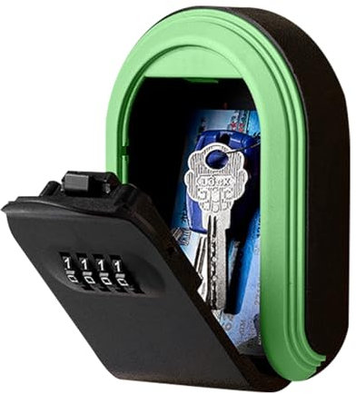 Caja de seguridad para llaves de casa, resistente al agua, combinación de contraseña, resistente con 4 dígitos, alta capacidad, para apartamentos, interiores y exteriores Zorq