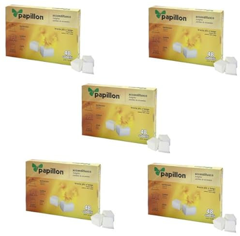 ACCENDIFUOCO 48 CUBETTI PER CAMINI E BARBECUE 5 CONFEZIONI