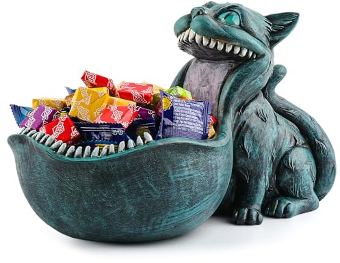 Cat Candy Bowl Cheshire Cat Statue Large Candy Dish for Office Desk Key Bowl for Entryway Table Indoor Planter Decorative Bowls for Home Big Mouth Cat Gifts