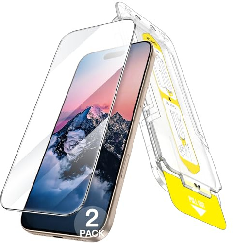 JETech Skärmskydd för iPhone 16 Pro Max, 2-Pack | Automatisk Inriktning, 9H Härdat Glas, HD Klar, Repskydd