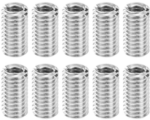 sourcing map Thread Adapter Sleeve Reducing Nut, 10 Pcs M8x1.25 Male to M6x1 Female Stainless Steel Nut Screw Reducer Conversion Fastener, Threaded Insert Repair Sleeve Reducer Nut, Silver