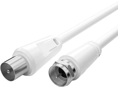 2m Cavo Coassiale Antenna F Connettore Maschio Plug to RF M-Maschio, Adattatore Versatile per Satellitare, TV, HDTV, Radio, DVD, DVB-T2, DVB-C, DVB-S, CCTV, Ampia Banda Passante, Schermatura Efficace