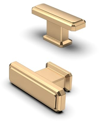 FURNIWARE 10 Stück Möbelknöpfe Champagner Bronze, T Schrankgriffe, Vintage Küchengriffe, Zinklegierung Schubladenknopf, Kommode Türgriffe, Knöpfe für Schränke, Kleiderschrank
