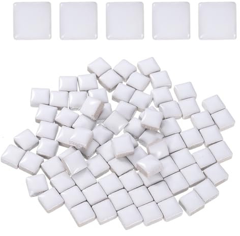sourcing map 100g Square Mosaic Tiles, Colorful Ceramic Mosaic Tiles for Crafts Bulk Mosaic Supplies for Home Decoration Art Crafts DIY Projects, 0.4 x 0.4Inch, White