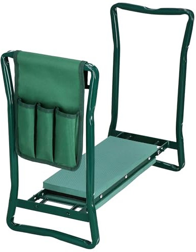 SPRINGOS Gartenhocker klappbar 3-in-1 – Kniebank & Sitzhocker mit Werkzeugtasche – Ergonomische Sitz- & Kniestütze für Gartenarbeit – Stabil & wetterfest – Grün