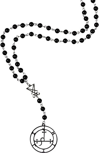 Hanary Gothic Rosary Necklace, Long Bead Rosary Choker, Goth Gothic Necklace, Grunge Halloween Christmas New Year Jewelry Gift For Women