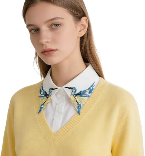 BEoneBEwin Fake Collar Detachable Dickey Collar Blouse Half Shirts Peter Pan Collar for Women & Girls, White G, One Size