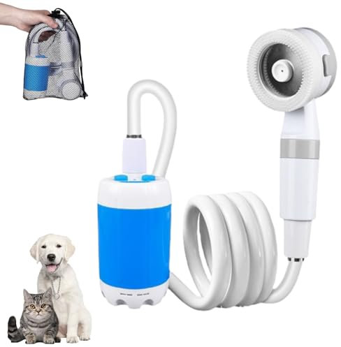 Bomba De Ducha Para Camping: Cabezal De Ducha Recargable Para Exteriores, Ducha Portátil Con Flujo De Agua Ajustable Por USB, Ideal Para Acampar Al Aire Libre, Playa Y Bañar a Tus Mascotas (Blanco)