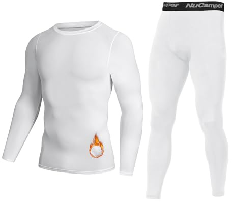 NuCamper Ensemble de sous-vêtements Thermique Hommes, Fonctionnel Tenant Chaud Respirant Élastique Ensemble Hiver Automne, Quick Dry Maillot Manches Longues Base Layer Pantalon pour Ski Running