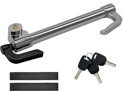 Relaxdays Inmovilizador Universal de Acero para Coche y Furgoneta, Bloqueo Ajustable hasta 81 cm, Plateado