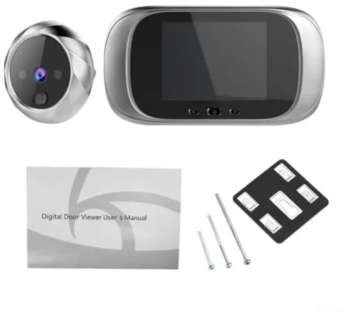 HOHOVYVY Judas numérique avec caméra et écran LCD 2,8, grand angle 90° et prise de photos pour la sécurité domestique, fonctionne avec piles (argent)