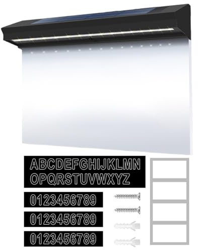 Numero civico illuminato a energia solare, impermeabile, esterna con design illuminato, lampada con funzione doppia modalità, strumento di visualizzazione indirizzi per casa e cortile, giardino