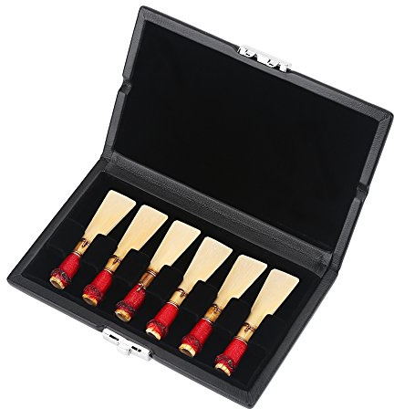 Caja de Cañas de Fagot, Cubierta de Cuero PU, Madera Negra, Caja de Contenedores con 6 Ranuras, para Músicos, Estudiantes y Profesionales