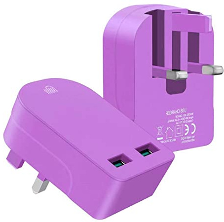 TheMax Foldable USB Charger CE Approved UK Plug Compatible's For S6 S7 Edge S5 J4 plus A10 A7 A6 2018, P8 Lite 2017/P9 Lite/P10 Lite/P Smart Plus 2019/Honor 10 Lite+IPhones' IOS (PURPLE)