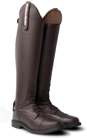 HORZE Stivali da equitazione Verona, da donna con chiusura lampo, marrone scuro., 40 EU Larga