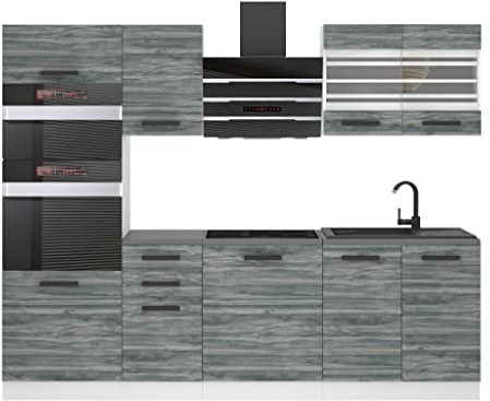 Belini Tracy Cucina attrezzata completa - 240 cm con piano di lavoro, rovere Glamour