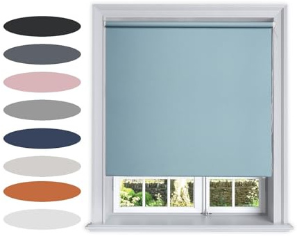 Lister Cartwright Blackout Plain Roller Blinds Windows Blind Easy Fit Child Safety Included (Blue, 60 cm Width x 160 cm Drop)