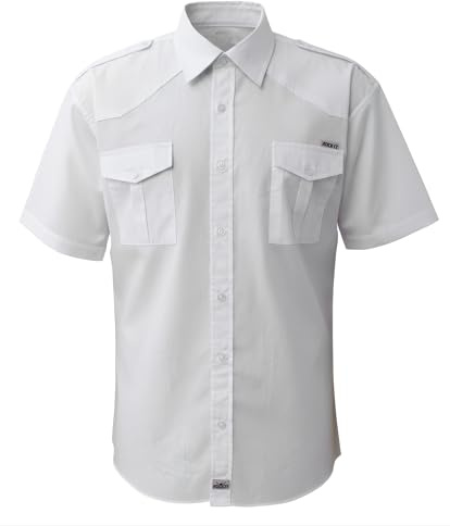 ROCK-IT Apparel Chemise à Manches Courtes pour Hommes au Style Militaire Américain - Chemise de Travailleur pour Les Loisirs Fabriquée en Europe - Blanc 3XL