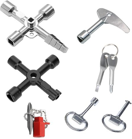 Rumgug 7 Pezzi Chiave Universale 4-in-1 Multifunzione, 4 Vie Universale Chiave Triangolare Chiave a Croce Chiave a Croce Universale per Contatore Enel Gas Utility Design Ergonomico Resistente (Set B)