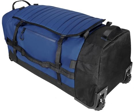 Bagenerous 86L 30” Folding Duffle Backpack with 2 Wheels,Travel Bag with Separate Shoe Compartment,Navy Blue