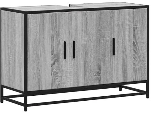 vidaXL Mobile Lavabo Bagno Grigio Sonoma 90x33x60 cm Legno Multistrato, Armadio lavandino Bagno, Mobile lavabo Bagno, Mobile lavabo Guardaroba