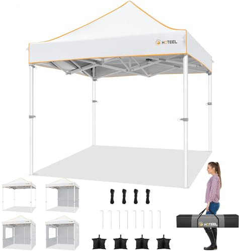 Hoteel Pavillon 2x2m Wasserdicht Stabil Winterfest mit 4 Seitenwänden, Pop up Faltpavillon, Gartenpavillon UV Schutz 50+ für Hochzeiten, Freien mit Handtasche (Sechseckiger Rahmen)