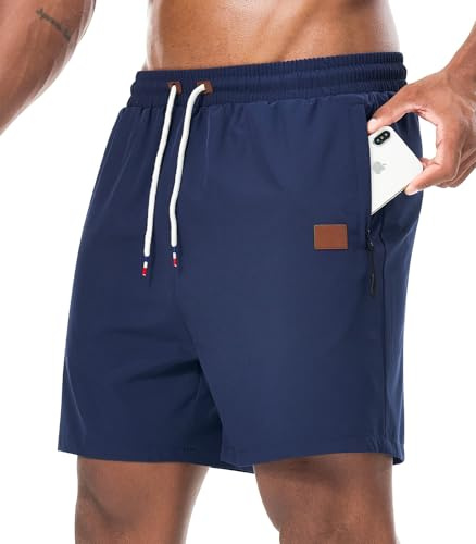Curluriy Homme Shorts Running Sport Short de Course à Pied Gym Jogging Légers avec Poches Zippées