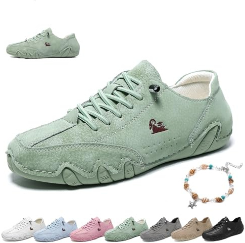 Ultrabekväma barfotaskor for kvinnor Utomhus Beck-skor Vattentät, halkfri Lättviktsminimalistisk Casual Platta Loafers Ortopedi Sneakers for Vandring Promenader och körning(Light green,37 EU)